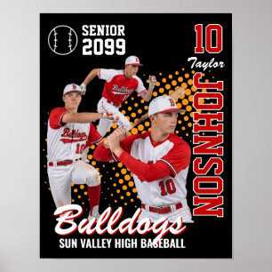 Baseball Team Custom Photo Senior Night Red Poster