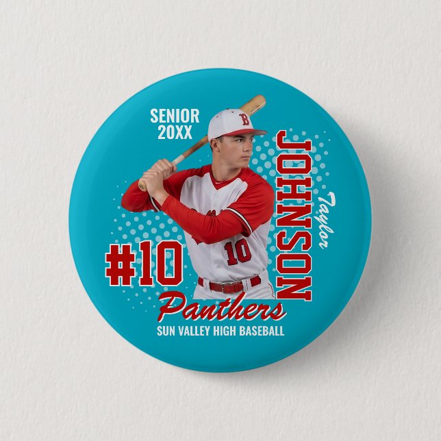 Baseball Team Custom Photo Senior Night Sports Button (Front)