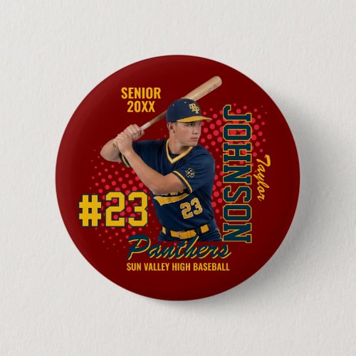 Baseball Team Custom Photo Senior Night Sports Button