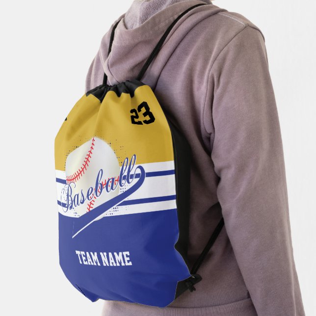 Baseball Team | Dark Blue Gold - Customize Drawstring Bag (Insitu)
