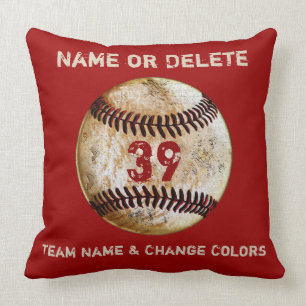 Baseball Team Gifts Personalized TEXT and COLORS Throw Pillow