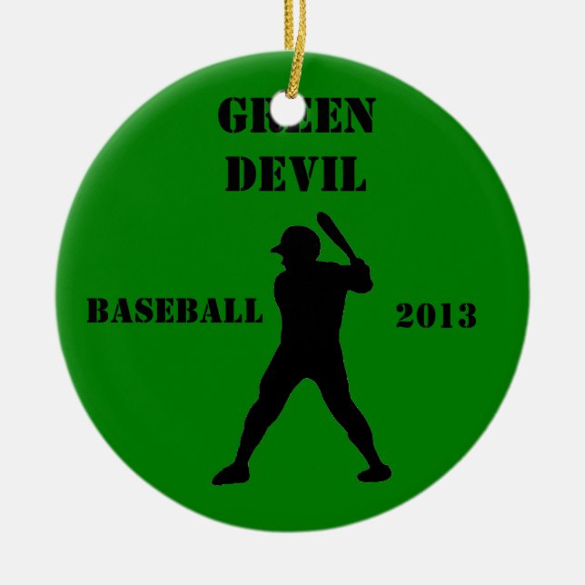 Baseball team keepsake ceramic ornament (Front)