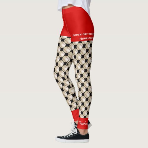 Baseball Team Leggings with Fake Red Shorts