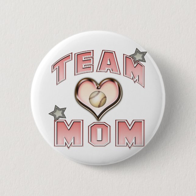 Baseball Team Mom Pinback Button (Front)
