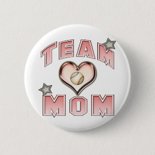Baseball Team Mom Pinback Button