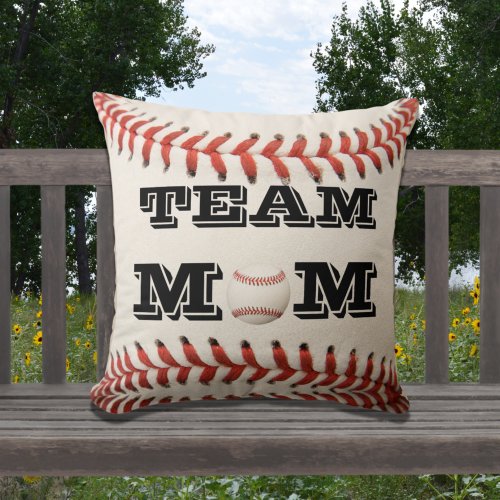 Baseball Team Mom Throw Pillow