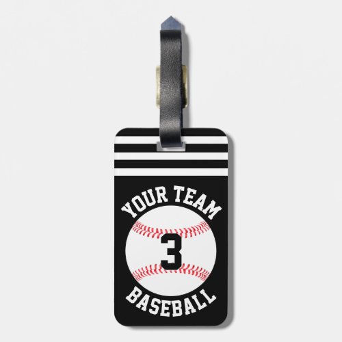 Baseball Team Name and Player Number Baseball Bag  Luggage Tag