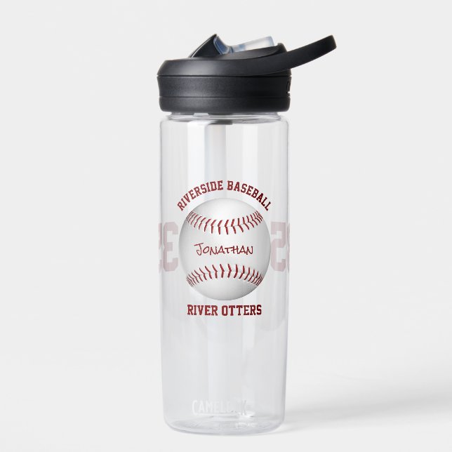 baseball team name kids teens personalized water bottle (Left)