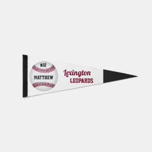 Baseball Team Name Number Sports Pennant Flag