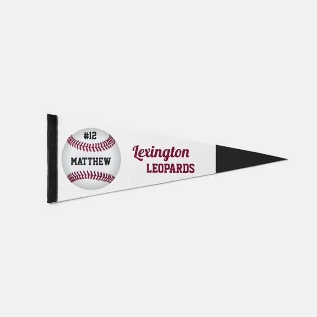 Baseball Team Name Number Sports Pennant Flag (Front)