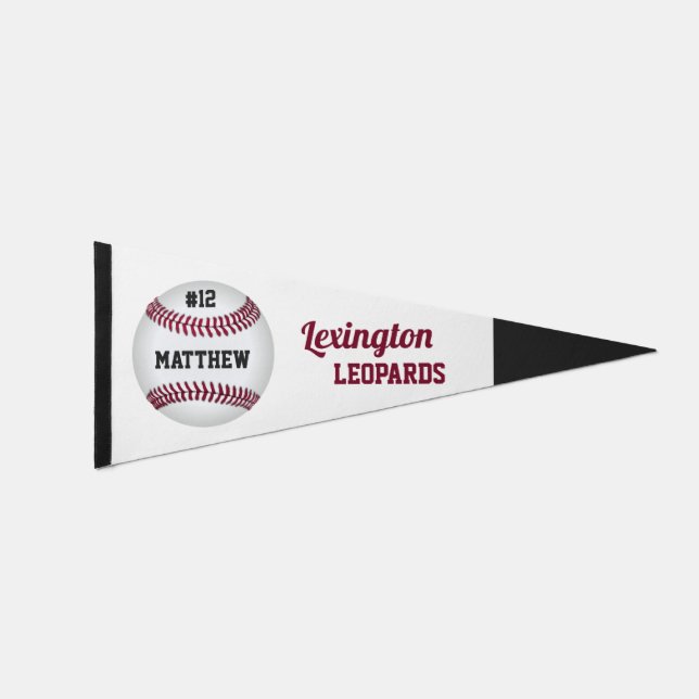 Baseball Team Name Number Sports Pennant Flag (Front)