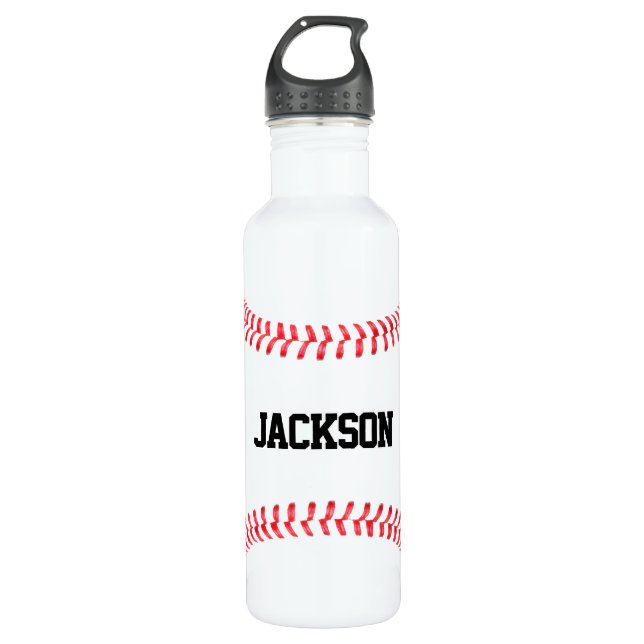 Baseball Team Name or Player Name Custom Sports Stainless Steel Water Bottle (Front)