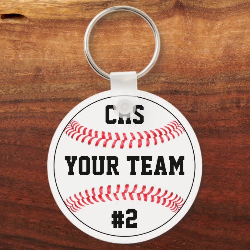 Baseball Team Name School Letters  Player Number Keychain