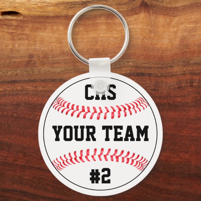 Baseball Team Name, School Letters & Player Number Keychain (Front)