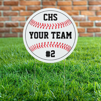 Baseball Team Name, School Letters & Player Number Sign