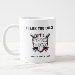 Baseball Team Photo Logo Thank you Coach Giant Coffee Mug