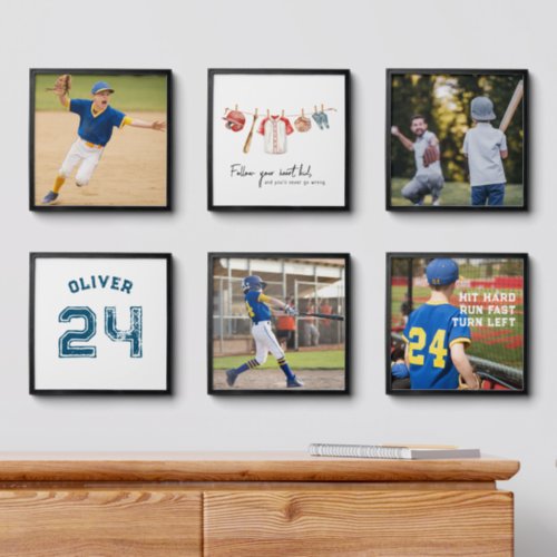 Baseball Team  Photo Memory Gallery Wall Peel And Stick Photo Tile