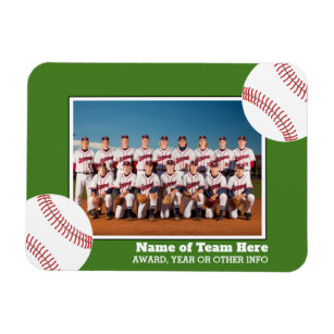 Baseball Team Photo with Award or Year Text Magnet