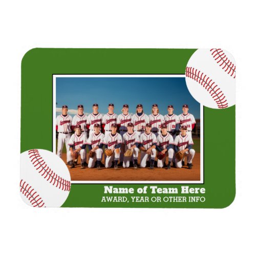 Baseball Team Photo with Award or Year Text Magnet