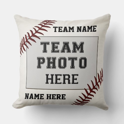 Baseball Team Picture Ideas Gift Coaches Players Throw Pillow