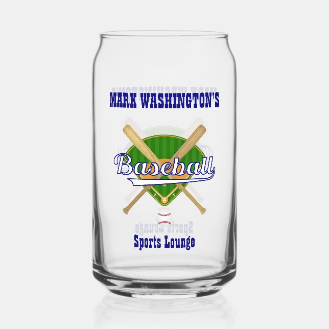 Baseball Team Player Sports Lounge Beer Can Glass (Front)