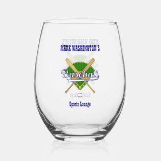 Baseball Team Player Sports Lounge Drinkware Stemless Wine Glass