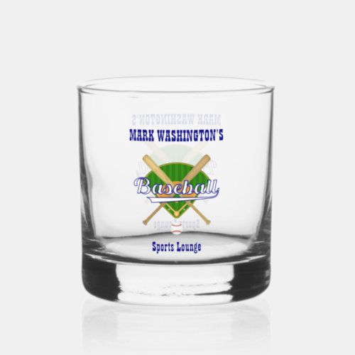 Baseball Team Player Sports Lounge Drinkware  Whiskey Glass