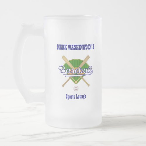 Baseball Team Player Sports Lounge Soda Frosted Glass Beer Mug