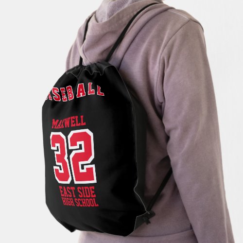 Baseball Team  Red  DIY Name  Number Backpack