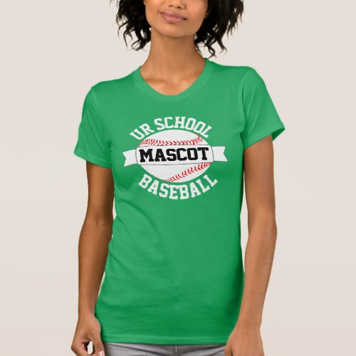Baseball TeamSchool Name  Mascot Womens T_shirt