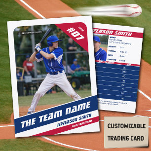 Baseball Team Trading Card Red Blue