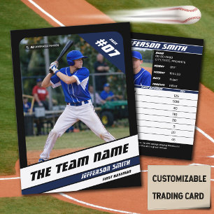 Baseball Team Trading Card Sport Gift Blue