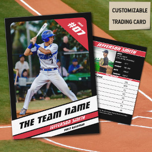 Baseball Team Trading Card Sport Gift Red