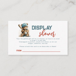 Baseball Teddy Bear Boy Unwaped Gift Baby Shower  Enclosure Card