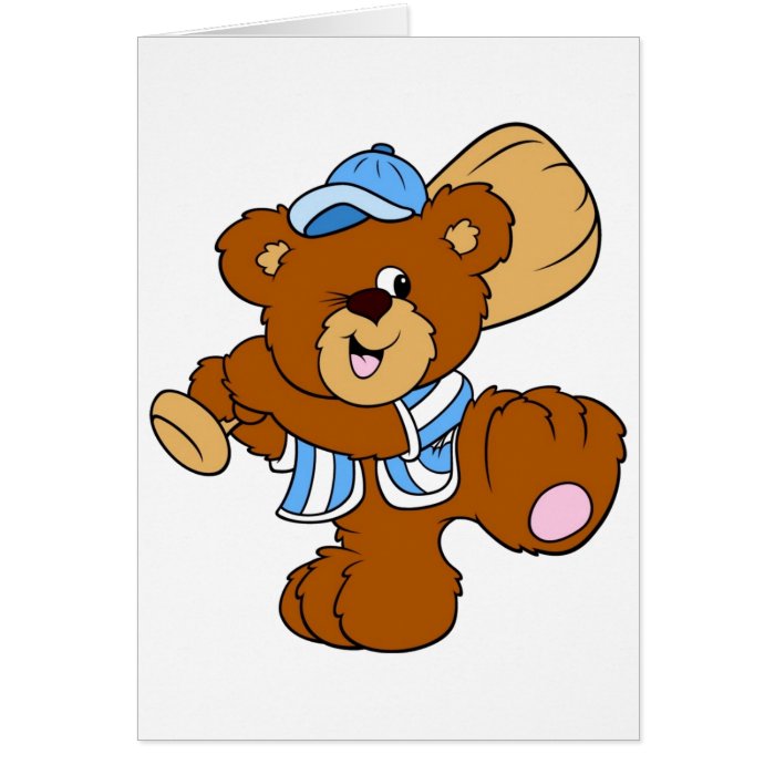 Baseball Teddy Bear Greeting Cards