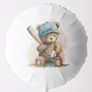 Baseball Teddy Bear Monogram Hat Bat Ball Baby Boy Balloon