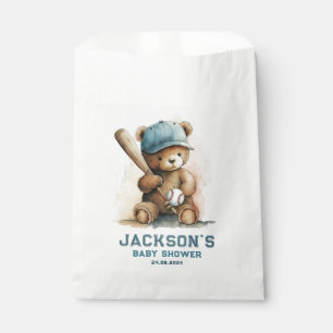 Baseball Teddy Bear Personalized Boy Baby Shower Favor Bag