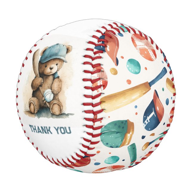 Baseball Teddy Bear Sport Baby Shower Favor  (Angled)