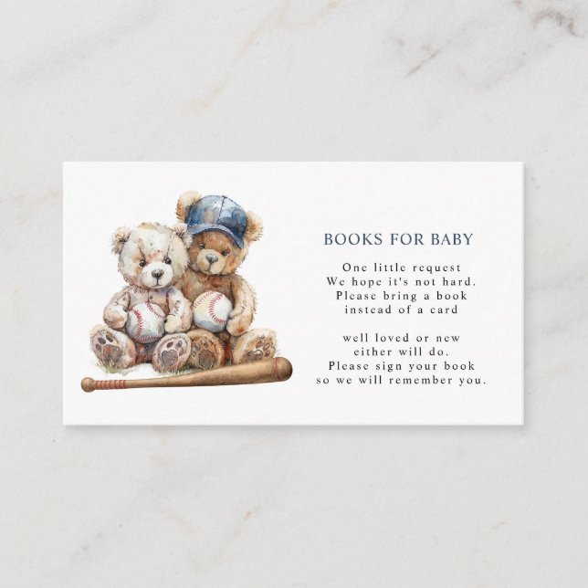 Baseball Teddy Bears Twins Books For Baby Enclosure Card (Front)