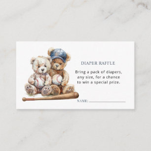 Baseball Teddy Bears Twins Diaper Raffle Enclosure Card