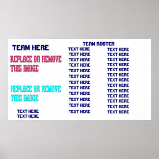 Baseball Template Team Roster Customize Poster
