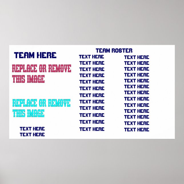 Baseball Template Team Roster Customize Poster (Front)