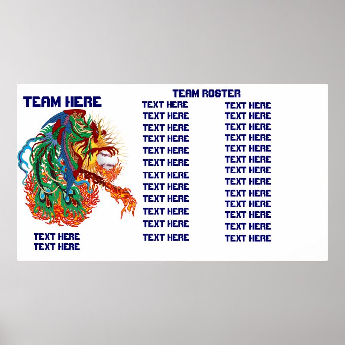 Baseball Template Team Roster Customize Posters