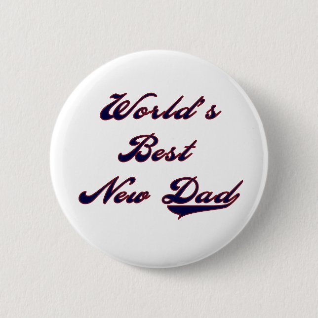 Baseball Text World's Best New Dad Button (Front)
