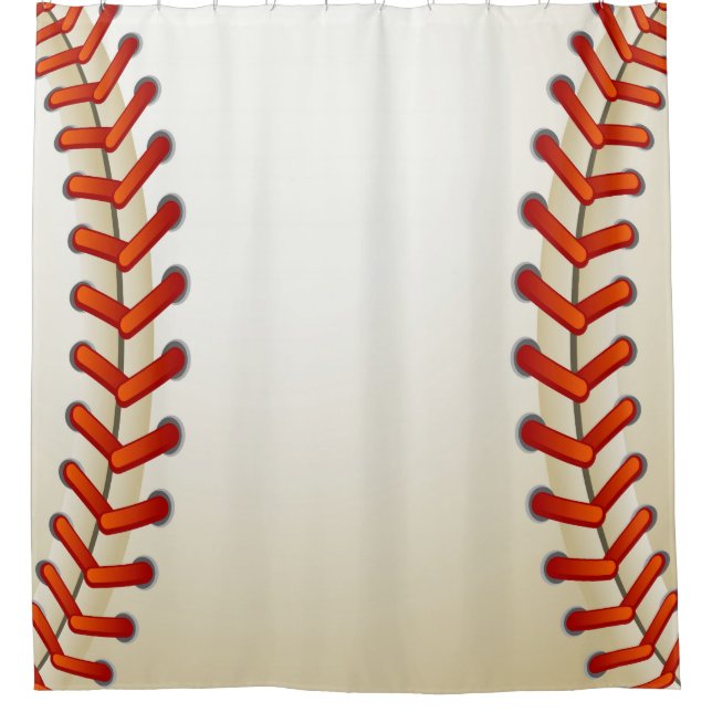 Baseball Texture Stitched Ball Look Shower Curtain (Front)