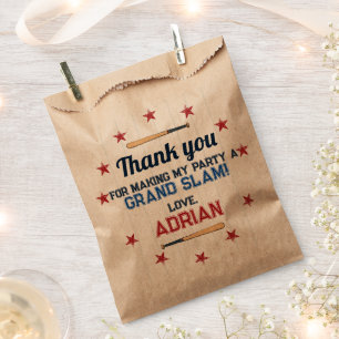 Baseball thank you Birthday Favor Bag