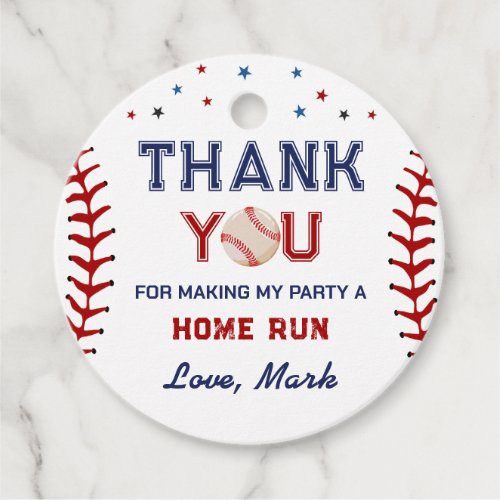 Baseball Thank You Birthday Favor Tags