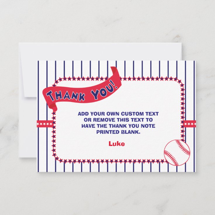 Baseball Thank You Card Zazzle