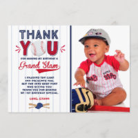 Baseball Thank You Card Baseball 1st Birthday