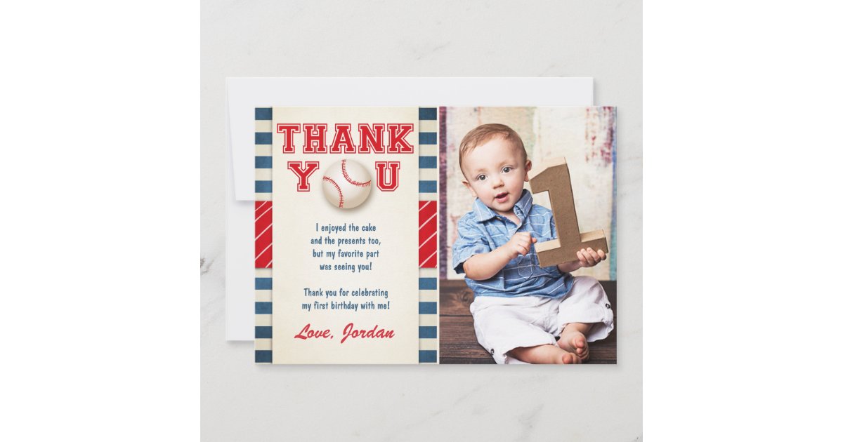 Baseball Thank You Card Baseball Birthday Boy | Zazzle